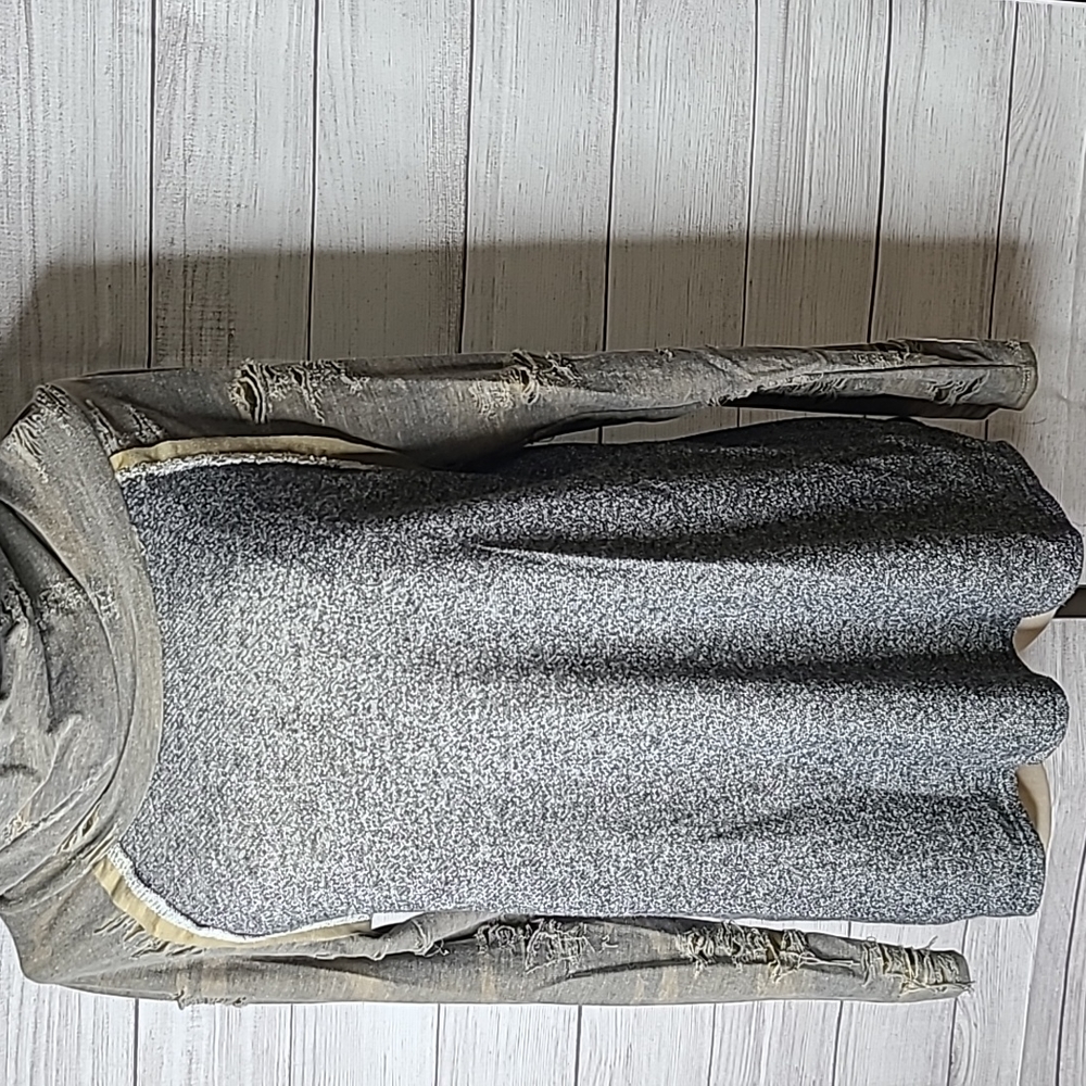 Boutique Camo Distressed Cowl Neck Sweatshirt Medium